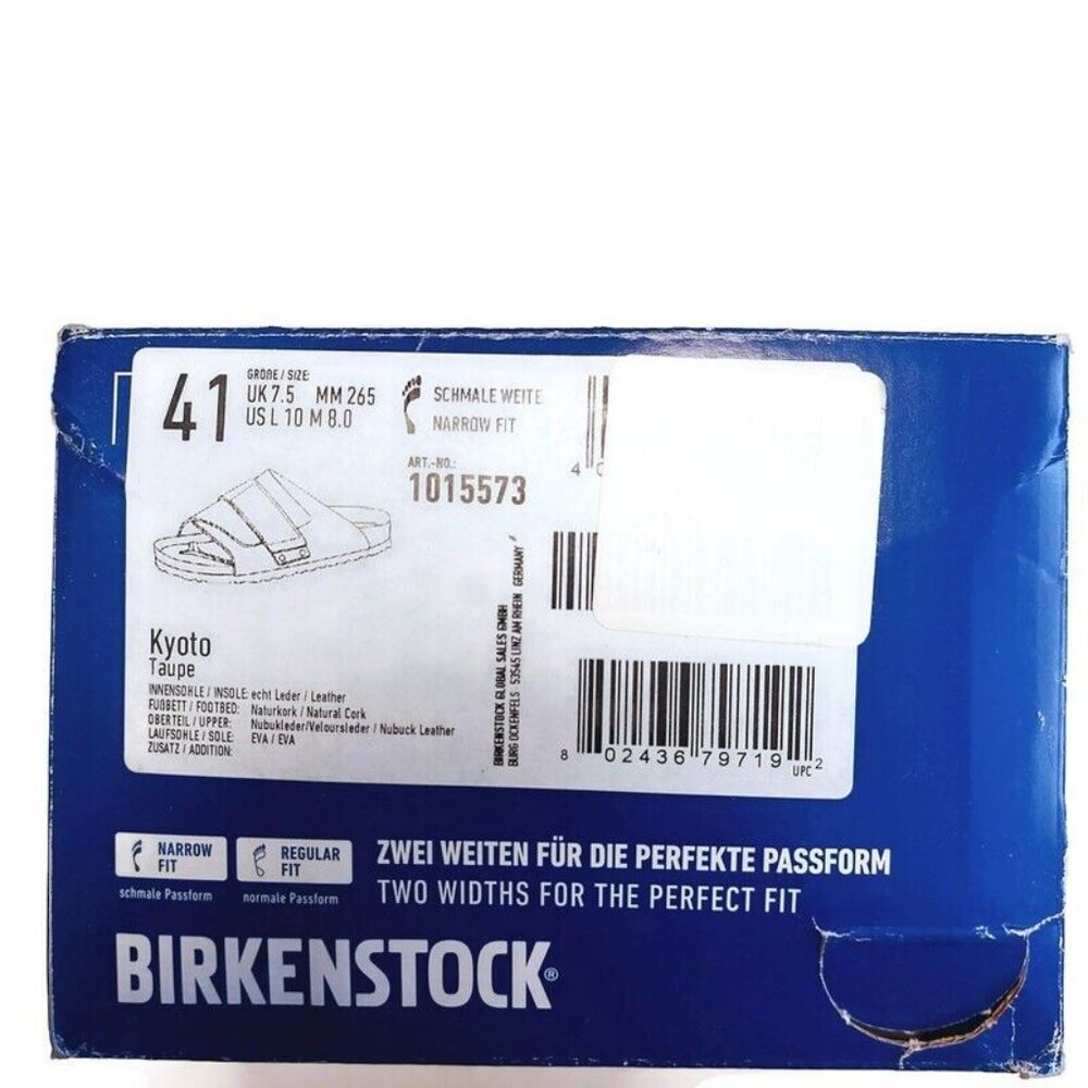 Birkenstock Kyoto Nubuck Suede Leather Sandals Womens 10 Mens 8 Taupe - Picture 9 of 10